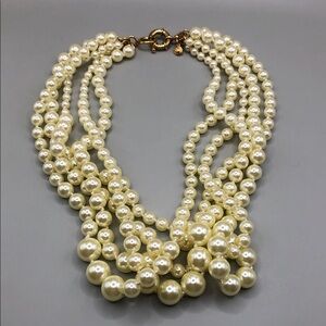 J.crew multi strand layered faux pearl statement necklace dressy.